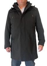 MEN'S GIMO'S INSULATED JACKET BLACK REMOVABLE LINING HOODED OVER COAT 56 46