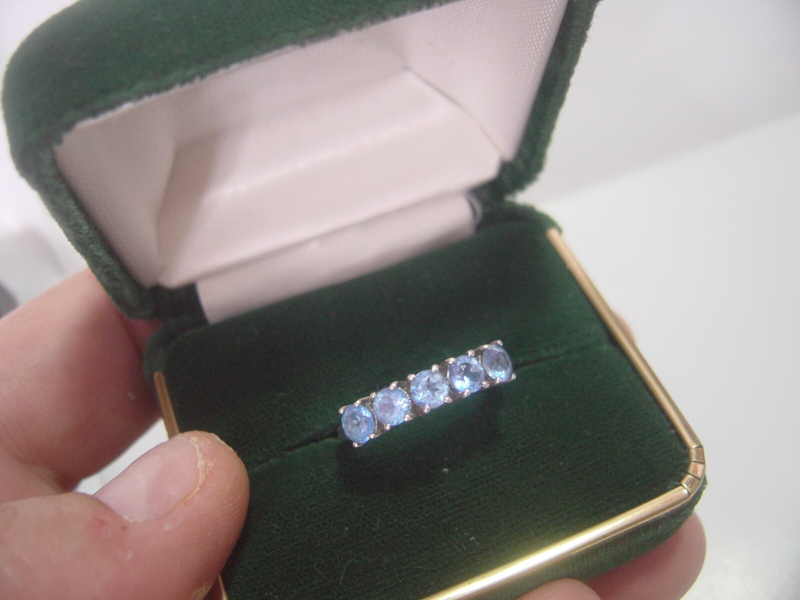 fantastic Solid Silver band Ring-superb pale navy… - image 1