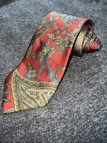 VINTAGE Mens Tie Envoy Red Paisley Retro Fun Fancy