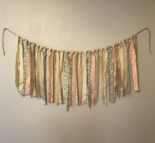 Fabric Swag Banner Garland Bunting Birthday Nursery Handmade Shabby Farmhouse