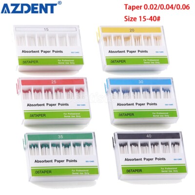 AZDENT Dental Endo Root Canal Absorbent Paper Point Taper 0.02/0.04/0.06 15#-40#