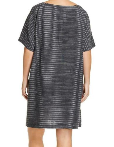 EILEEN FISHER Large Graphite GRAY $298 Tunic Pockets Scoop Neck Dress New L - Picture 4 of 5