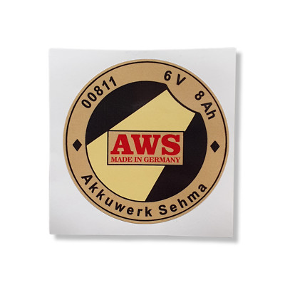 AWS Aufkleber 55 mm * Oldtimer Batterie Autobatterie Motorradbatterie Sehma