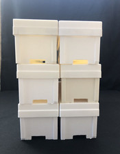 6 Vintage Plastic Slide Trays Boxes Storage Containers Numbers Printed on Box