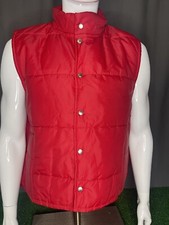Pla-Jac by Dunbrooke Vintage 80's Red Vest Jacket Snap Buttons 2XL Made In USA