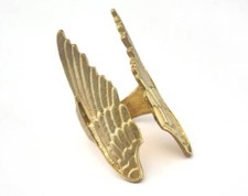 Wings Adjustable Ring 37x19mm Raw brass (17mm 7US inner size) 2608
