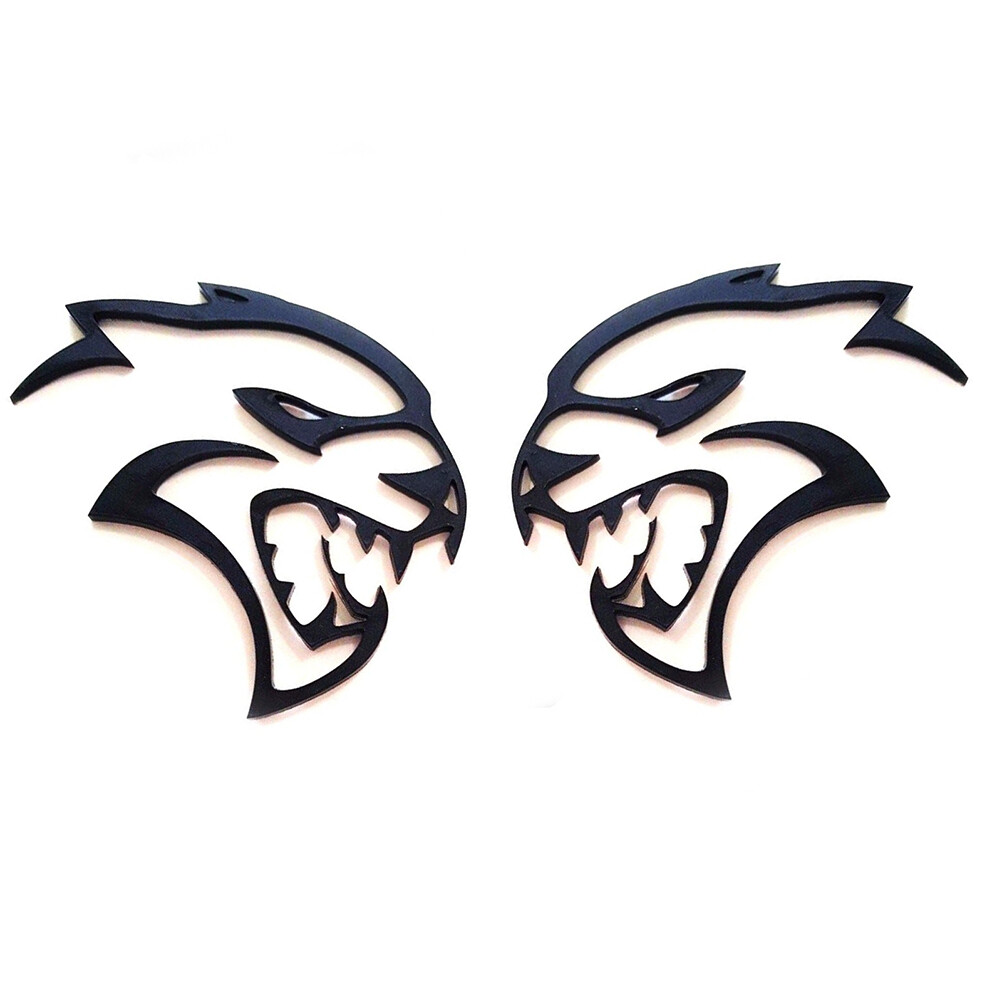 2pack Black Hollow Hellcat Car Emblem Left Right Side Fender 3D Metal Badge