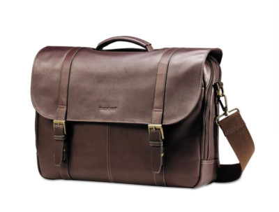 Samsonite - Colombian Leather Flapover Laptop Case for 15.6'' Laptop - Brown