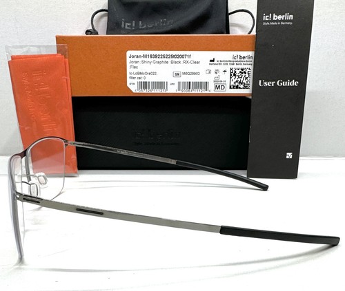 Ic! Berlin JORAN Men’s Eyeglasses Shiny Graphite Black Rectangular ORIGINAL 53mm - Picture 4 of 7