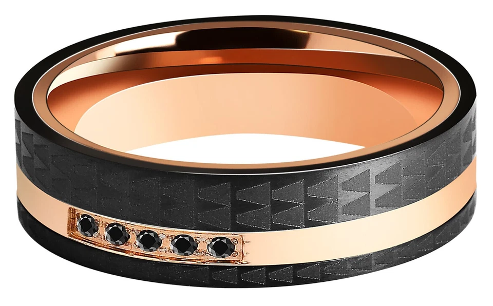 Edelstahlring Verlobungsring Damen Herren Ehering Partnerring bicolor schwarz - Bild 3 von 4