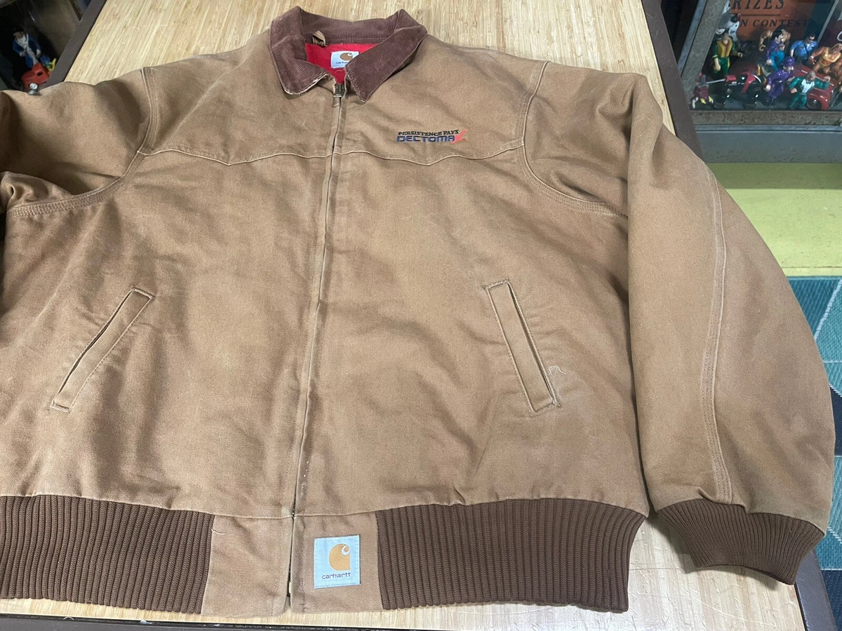 Vintage Carhartt Santa Fe Jacket Duck Red Quilt Lined J13 BRN 2XL