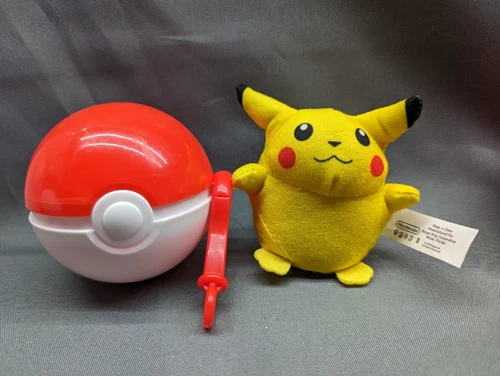 1999 Nintendo Pokemon Detachable Keychain Pokeball》PIKACHU PLUSH TOY Burger King