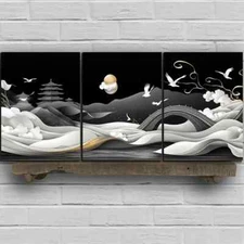 3pcs Black & White Beautiful Arch Bridge Metal Print  Ready to Hang Art