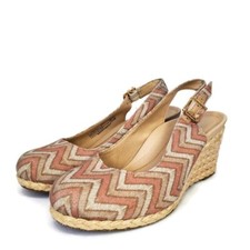 VIONIC Carolina Tan Espadrilles Wedge Sandals Chevron Pattern Size 5 US 36 EU