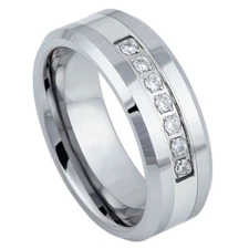 Tungsten Ring Band High Polished Beveled Edge For Men & Women