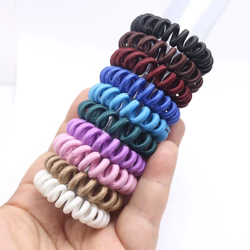 10pcs Fabric Spiral Coil Phone Cord Elastic Hair Ties 40mm Scrunchies Hair Bands