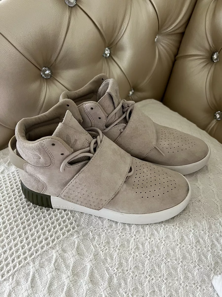 Adidas Tubular Invader Strap Suede Beige High Top Sneakers Shoes 5.5 Women’s