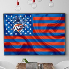 Oklahoma City Thunder Design NBA Basketball Flag Decor Art Print Poster/Canvas