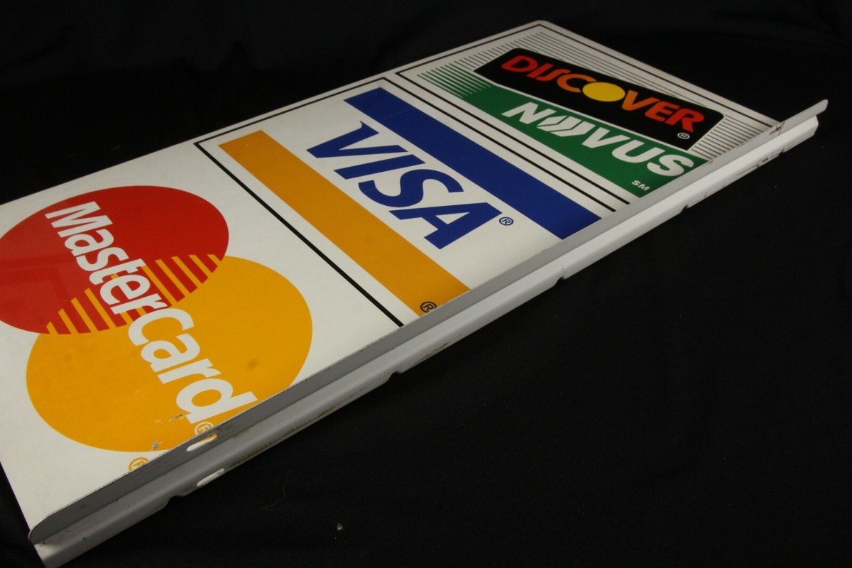 Discover Novus Visa Mastercard クレジットカード Vtg Discover Novus Vis MasterCard Double Sided Flange Sign