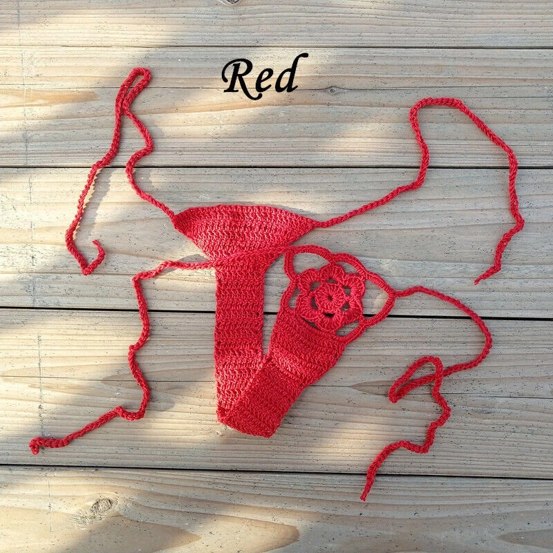 Hand Crochet Sexy Bikini Bottom Thong Boho Women Mini Bikini Sexy G-String - Image 3 of 4