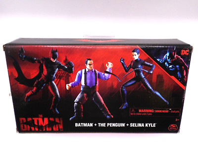 DC The Batman 3 Figure Set Batman Penguin Selina Kyle Action Figures Opened Box