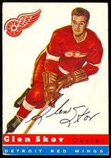 1954-55 TOPPS HOCKEY #16 GLEN SKOV EX-NM DETROIT RED WINGS CARD 