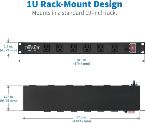 12 Steckdosenleiste PDU Rackmontage 15A 120V 15ft Kabel Wand- oder Rackmontage - Bild 10 von 11