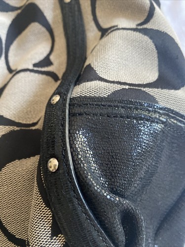 Coach Beautiful Satchel Handbag Alexandra Chain Shoulder Bag Tote Black/White - Picture 5 of 14