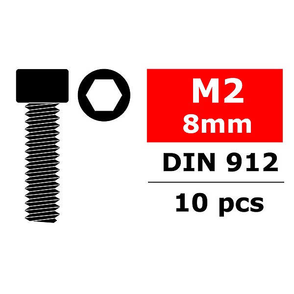 Corally Steel Screws M2 X 8mm Hex Socket Head 10pcs C-3001-20-08