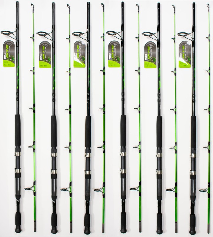 *LOT OF 6* ZEBCO BITE ALERT 7' MEDIUM HEAVY 2 PIECE SPINNING ROD 21-12498