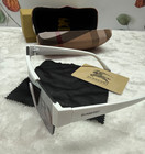 Burberry Oversized Sunglasses White Plastic Frame Gray Tinted Lens Case — photo 2