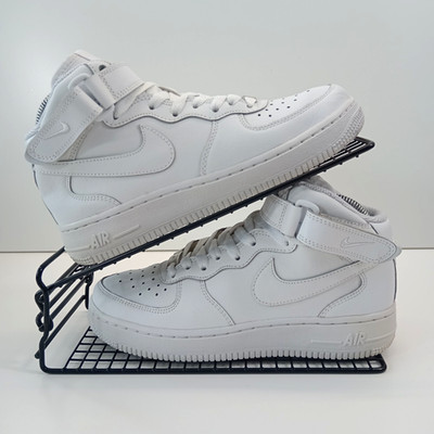 Nike Air Force 1 Mid Weiß Leder Sneaker Turnschuhe Gr.4,5 UK 314195-113