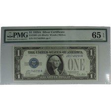 1928 A $1 Silver Certificate Note Fr 1601 Funnyback Gem Unc 65 EPQ PMG