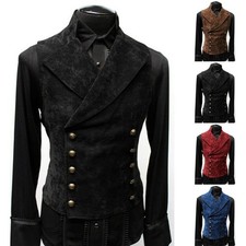 Retro Style Gothic Medieval Double Breasted Waistcoat Victorian Vest for Men