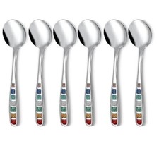 Premium 7.24" European Soup Spoons, Stainless Steel creative colorful enamel