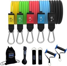 Patented Basic Series Resistance Band Set 5 Resistance Bands W/ Snap Reduction