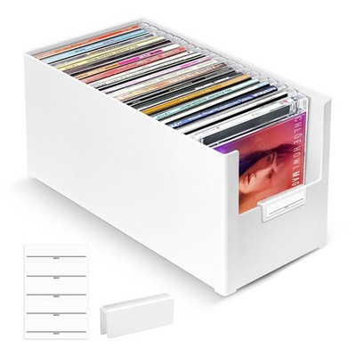 Stackable Plastic CD Organizer Storage Box Holds Up to 25 Standard
