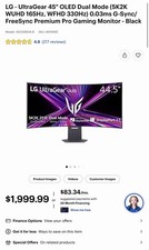 LG 45GX950A Ultra Gear OLED 45 Curved Gaming Monitor OLED 5K2K WUHD Dual Mode