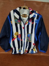 Vintage Fox Run Multicolor Seashells Fish Windbreaker Jacket Size M