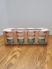 Vintage MCM Anchor Hocking 4"  Glasses Pink Teal Ribbon Pastel - Set of 4!
