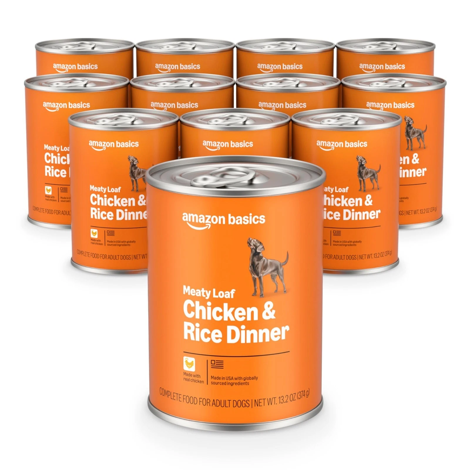 Meaty Loaf Wet Dog Food, Chicken & Rice, Real Chicken, 13.2 oz Can, Pack of 12