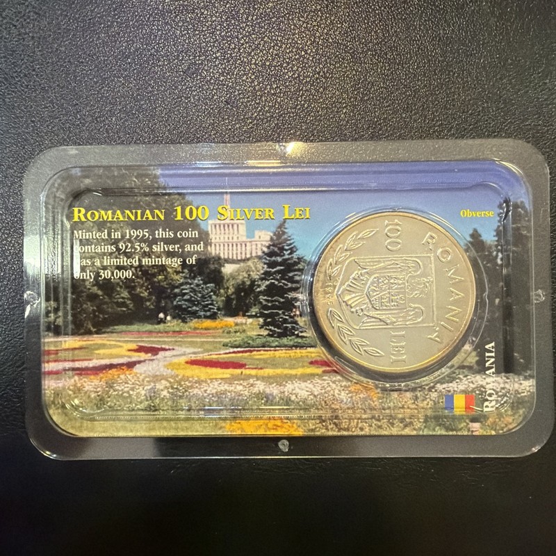 Romania 1995 100 Lei 0.925 Silver Coin FAO 50th Anniversary VIN5