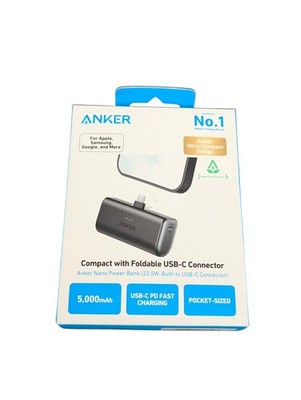 Qq2O Anker Nano Power Bank 5000mAh Built-In USB-C Connector Open Box, Stone