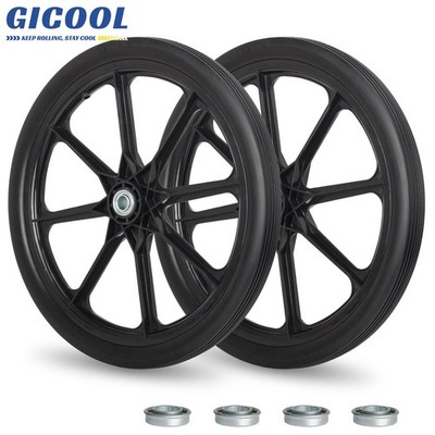 2-Pack 20'' Flat Free Tire & Wheel For Rubbermaid Wheelbarrow, Garden Yard Cart
