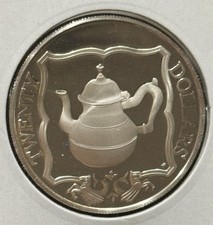 1985 British Virgin Islands $20 Silver Proof Coin .5677 oz Teapot