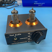 Fosi Audio PHONO BOX X2 Tube MM Phono Preamp 2CH RCA In/Out Black Gold
