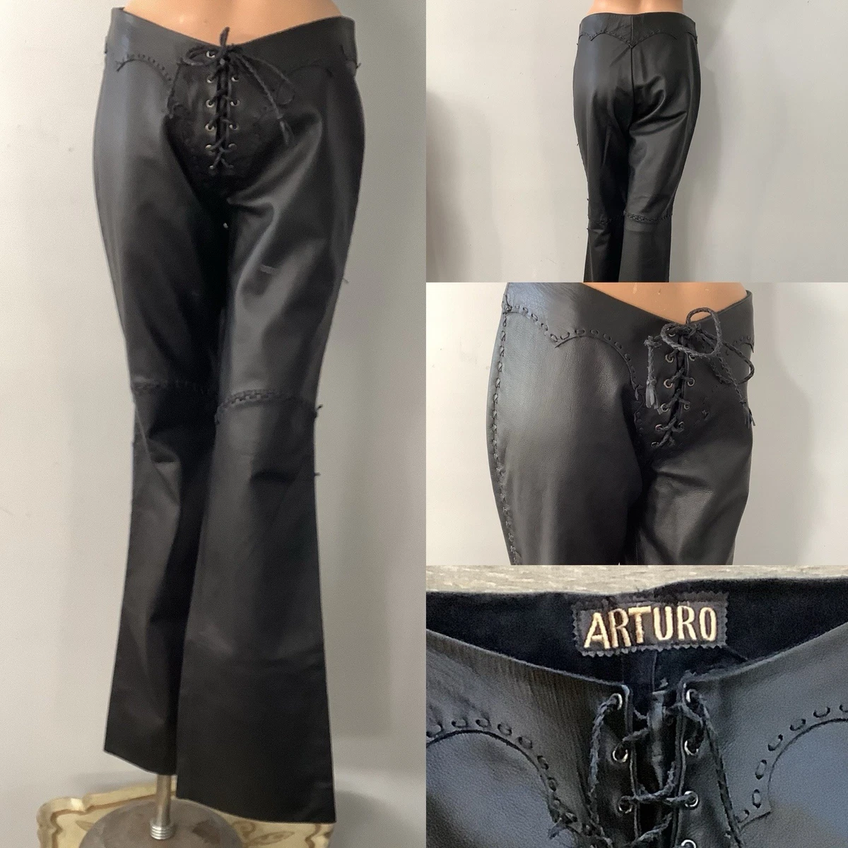 パンツ Full leather lace-up flared pants JGR & STN Detroit Lace Up Leather Pants ☆ Black – Rock N Rags