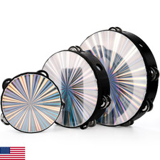 YOUEON 3 Pack Radiant Tambourine with Double Row Jingles, 6/8/10 Inch Hand Held