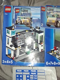 Lego 7744 Town City Police Headquarters Incomplete, All Figures,Manuals, No Box
