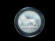2002 Republic of Congo Lion & Verney Camereon Silver 10 Francs Coin in Capsule